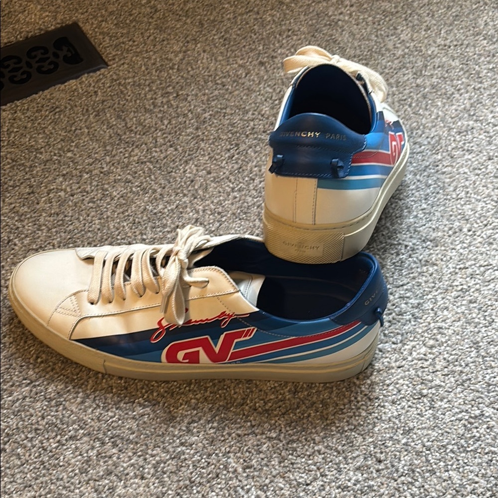 Givenchy Men's White and Blue Sneakers